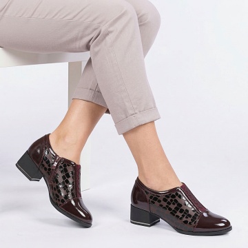 Pantofi Cu Toc Dama Vanila Bordo