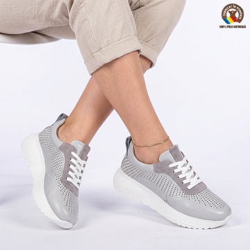 Pantofi Dama Piele Naturala Vivien Gri