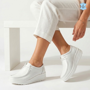 Pantofi Dama Piele Naturala Zuma Albi