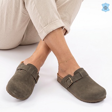 Papuci Dama Piele Naturala Yzet Olive