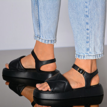Sandale Cu Platforma Natasha Negre- Need 4 Shoes
