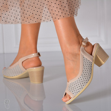 Sandale Dama Cu Toc Arina Bej- Need 4 Shoes