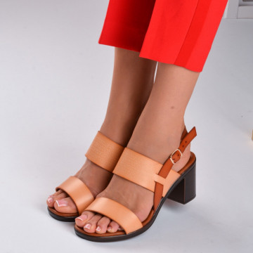 Sandale dama cu toc Lilo Bej - Need 4 Shoes