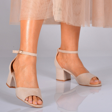 Sandale Dama Cu Toc Seda Bej- Need 4 Shoes