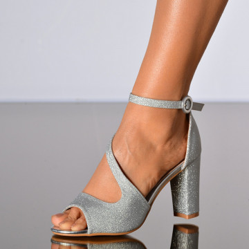 Sandale Dama Cu Toc Zenaida Argintii- Need 4 Shoes