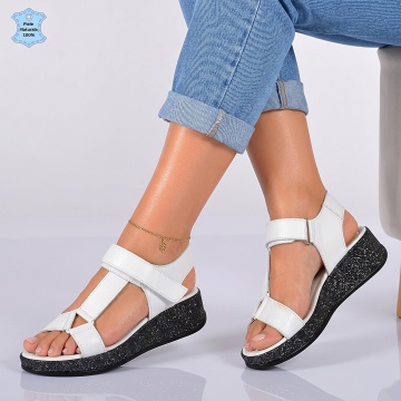 Sandale Piele Naturala Lutya Albe