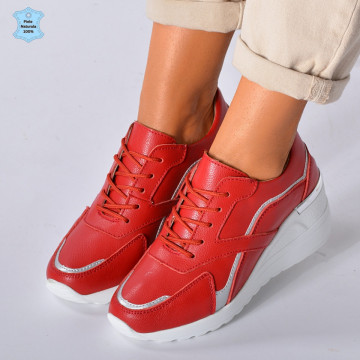 Adidasi Dama Piele Naturala Debby Rosii- Need 4 Shoes