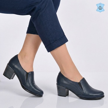 Pantofi Cu Toc Piele Naturala Zenda Navy