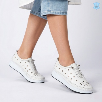 Pantofi Dama Piele Naturala Daria2 Albi