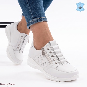 Pantofi Dama Piele Naturala Netina Albi