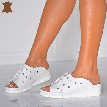 Papuci Medicinali Piele Naturala Soraia Albi- Need 4 Shoes
