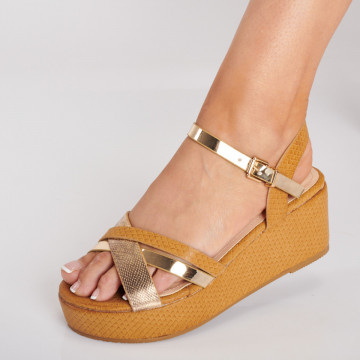 Sandale Cu Platforma Beverly Aurii-NEED 4 SHOES