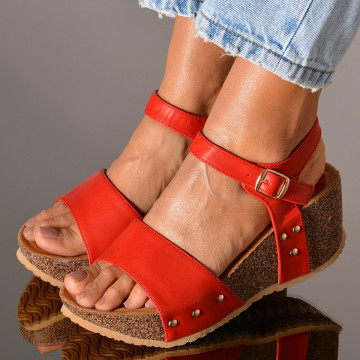Sandale Cu Platforma Eliandra Rosii- Need 4 Shoes