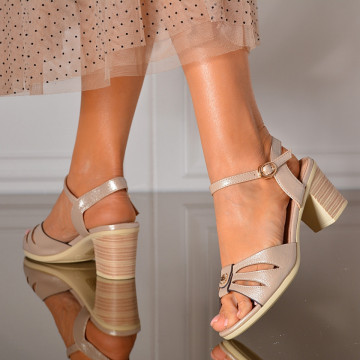 Sandale Dama Cu Toc Silvia 9 Bej- Need 4 Shoes