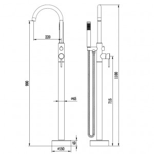 Baterie cada freestanding QFRESH Round, Chrome - Img 2