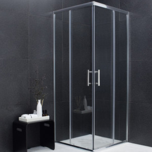 Cabina de dus patrata QFRESH Square 80x80cm, sticla securizata si profile crom lucios - Img 2