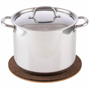Suport pentru oală fierbinte EcoCMK Large, din plută naturală, rotund, bicolor, Ø29cm - Img 5
