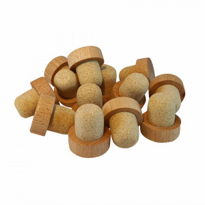 Dopuri din plută si lemn pentru spirtoase, vin, sucuri, tip T, 27x23(34x12)mm, set 25buc