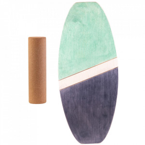 Balance board EcoCMK Green, set placă de echilibru cu cilindru din plută, 77x33cm - Img 1