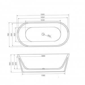 Cada freestanding dreapta din acril CALYPSO 150*76cm - Img 4