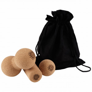 Set masaj EcoCMK Trio SUN Design, cilindru, duoball și minge din plută pentru yoga, pliates și kinetoterapie - Img 1