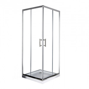 Cabina de dus patrata QFRESH Square 80x80cm, sticla securizata si profile crom lucios - Img 1