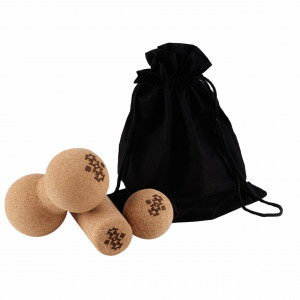 Set masaj EcoCMK Trio AZTEC Design, cilindru, duoball și minge din plută pentru yoga, pliates și kinetoterapie - Img 1