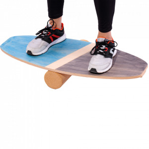 Balance board EcoCMK Marine, set placă de echilibru cu cilindru din plută, 77x33cm - Img 3