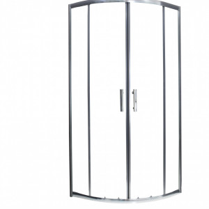 Cabina de dus semirotunda QFRESH Round 80x80cm, sticla securizata si profile crom lucios - Img 1