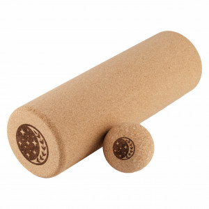 Set rolă masaj EcoCMK MOON Design, cilindru și minge din plută pentru yoga, pilates, kinetoterapie - Img 1