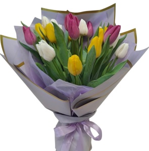 Buchet cu 25 de lalele colorate