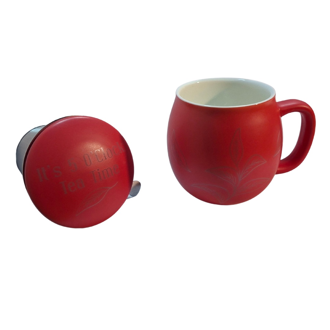 Moment Red, Cană din ceramică rosie cu infuzor inox, 350 ml - imagine 3