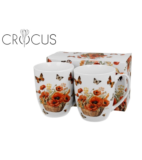 Set 2 cani portelan, 350ml, Basket of Flowers Poppies - 1 | YEO