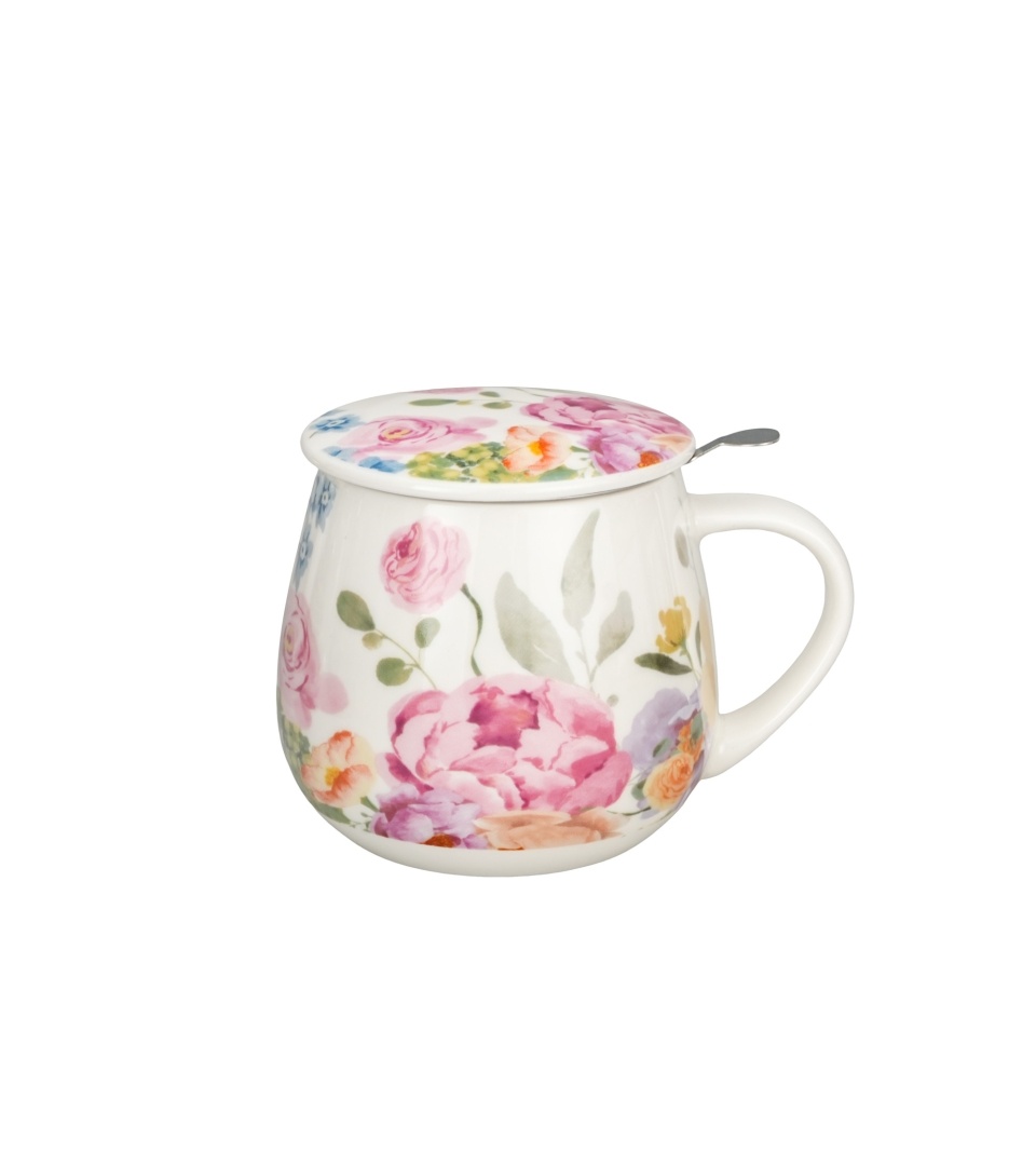 Cana cu infuzor si capac, 430 ml, model floral JUNE - imagine 3