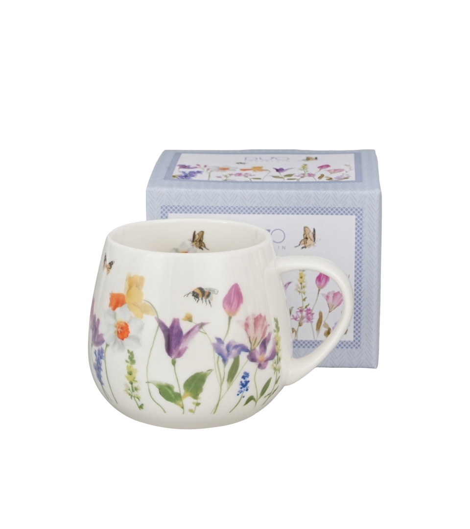 Cana din portelan 430 ml, model flori de camp si albine, MAY - imagine 2