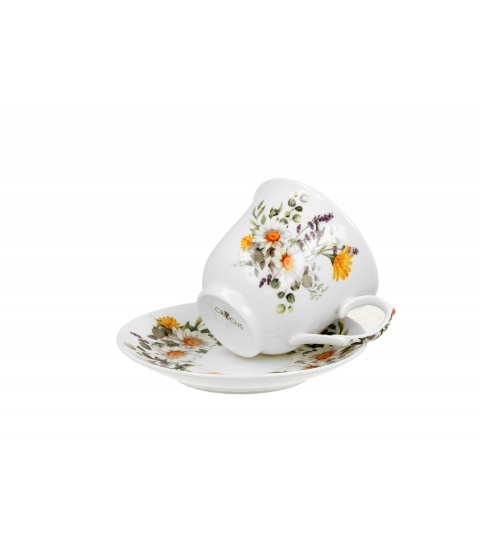 Ceasca cu farfurie portelan, 250ml, Daisy - 2 | YEO