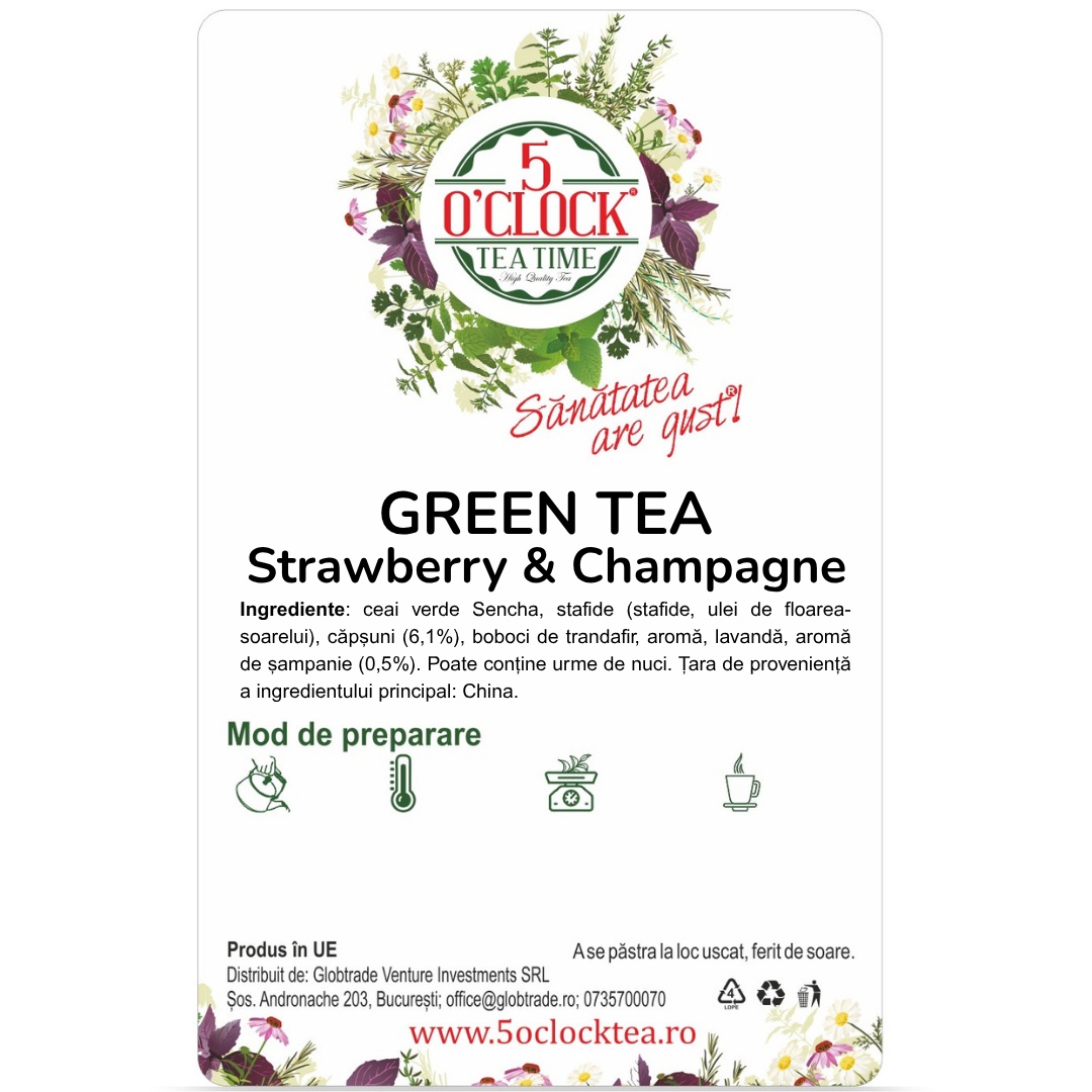 Ceai Verde Strawberry & Champagne (Gramaj: 200g) - 1 | YEO
