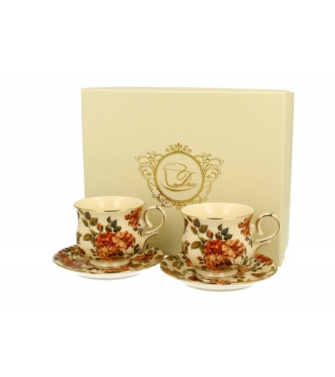 Set 2 cesti cu farfurii, 150ml, Ecru Herbal Roses - 1 | YEO