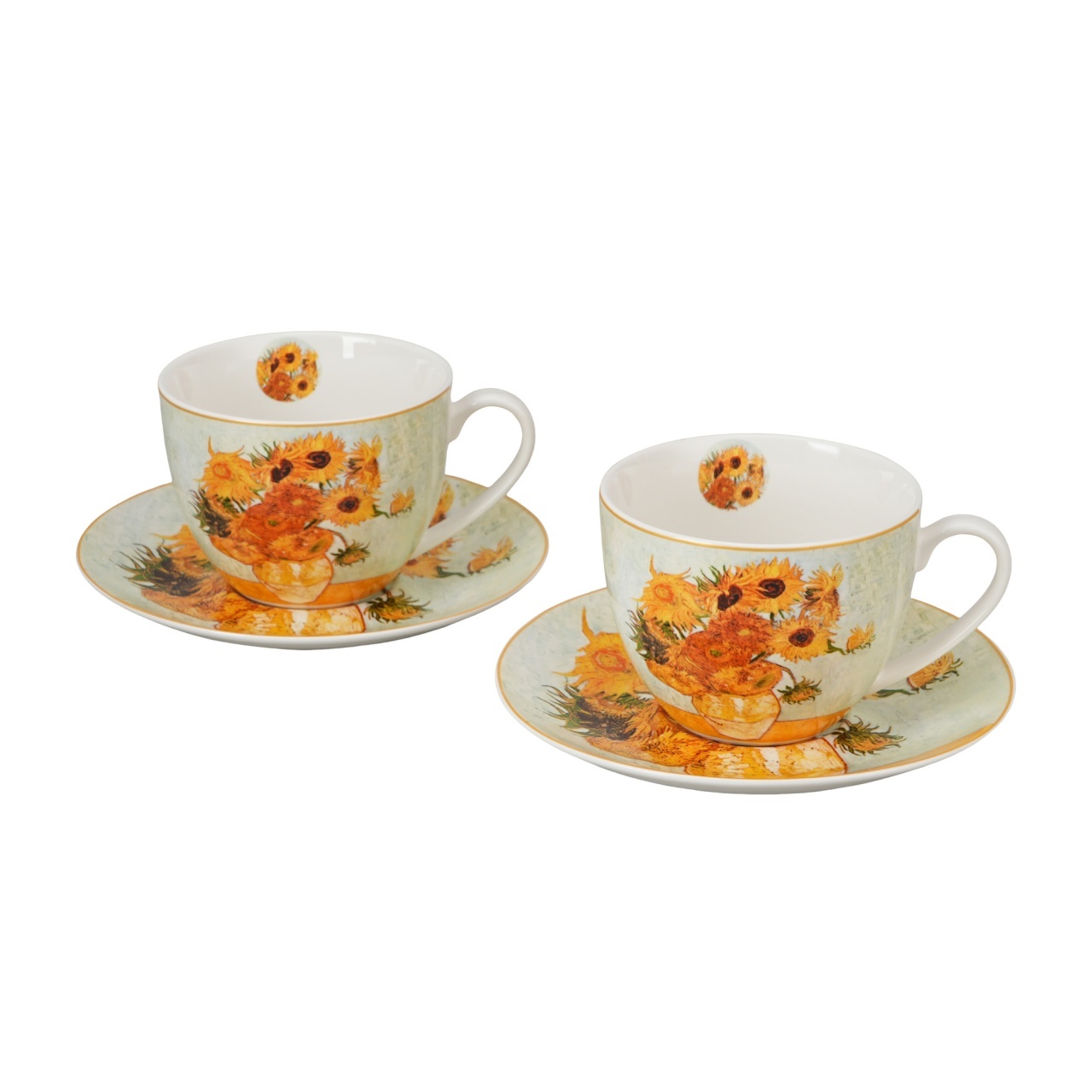 Set 2 Cesti si Farfurii Portelan 270ml SUNFLOWERS - imagine 3