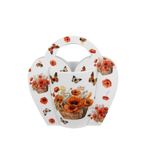 Cana portelan, 350ml, Basket of Flowers Poppies