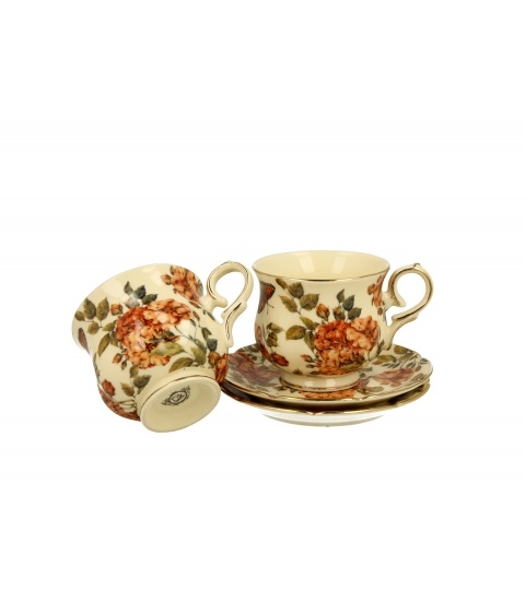 Set 2 cesti cu farfurii, 150ml, Ecru Herbal Roses - 2 | YEO