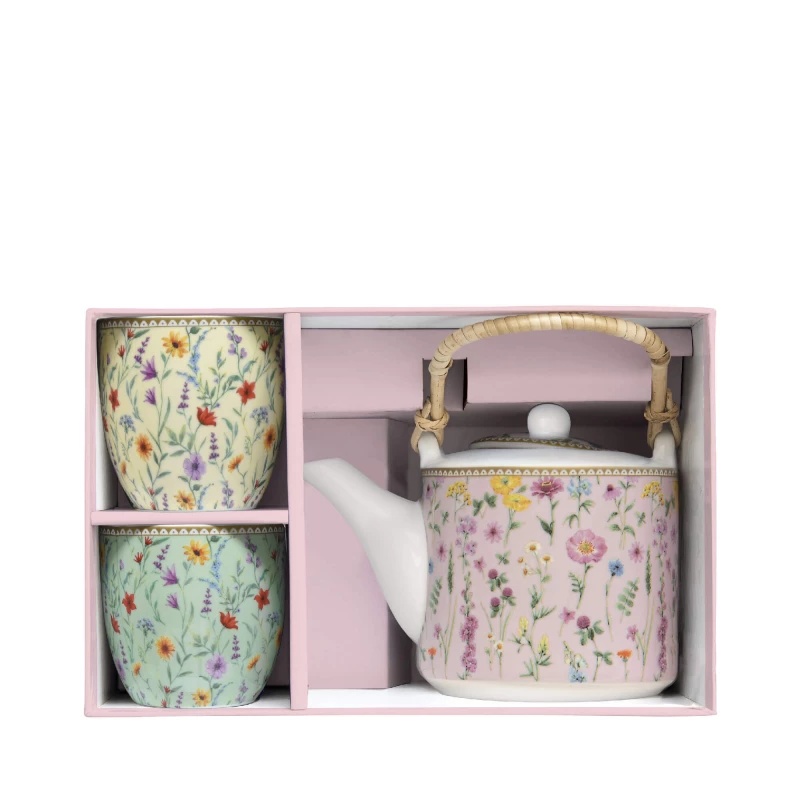 Set Ceainic Ceramica si 2 Cesti Meadow Flowers - 1 | YEO