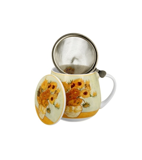 Cana 430ml cu infuzor si capac - Sunflowers de V. van Gogh - 1 | YEO