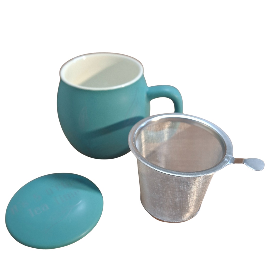Moment Teal, Cană din ceramică 350 ml cu infuzor din inox - imagine 3