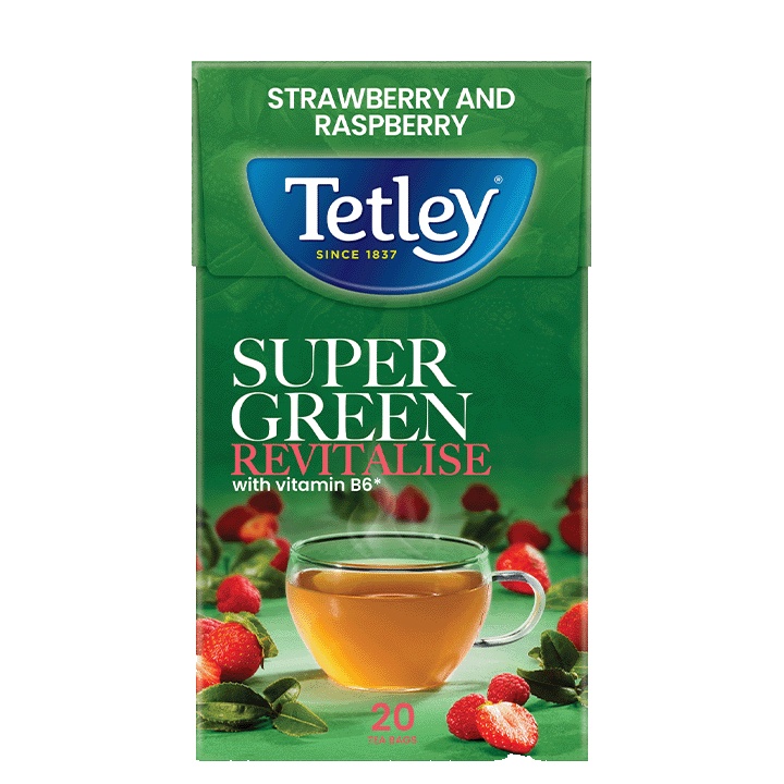 Tetley Super Green Revitalise Capsuni&Zmeura 20x2g