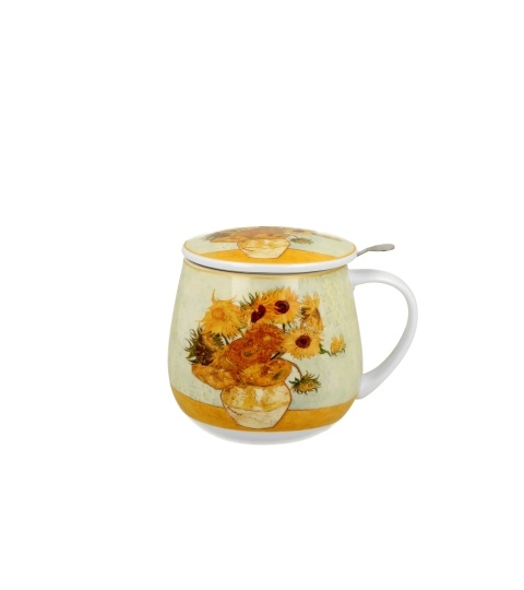 Cana 430ml cu infuzor si capac - Sunflowers de V. van Gogh - 2 | YEO