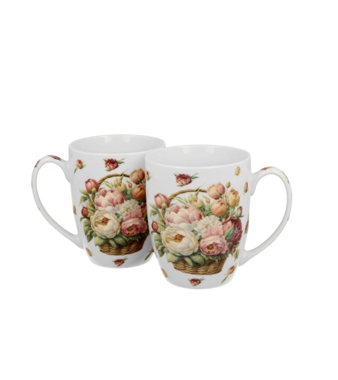 Set 2 cani portelan, 350ml, Peonies