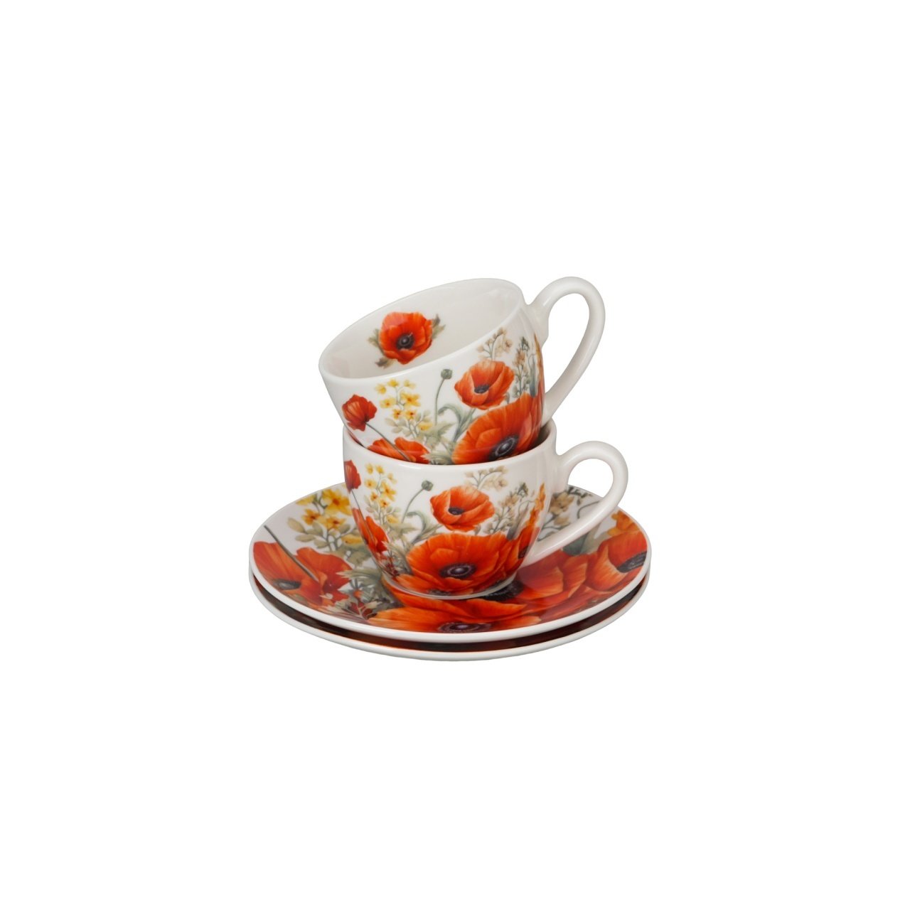 Set 2 cesti portelan pentru espresso, Poppies