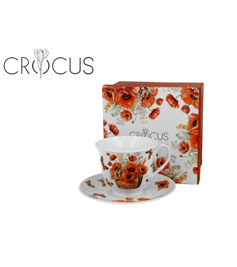 Ceasca cu farfurie, 250ml, Basket of Flowers Poppies