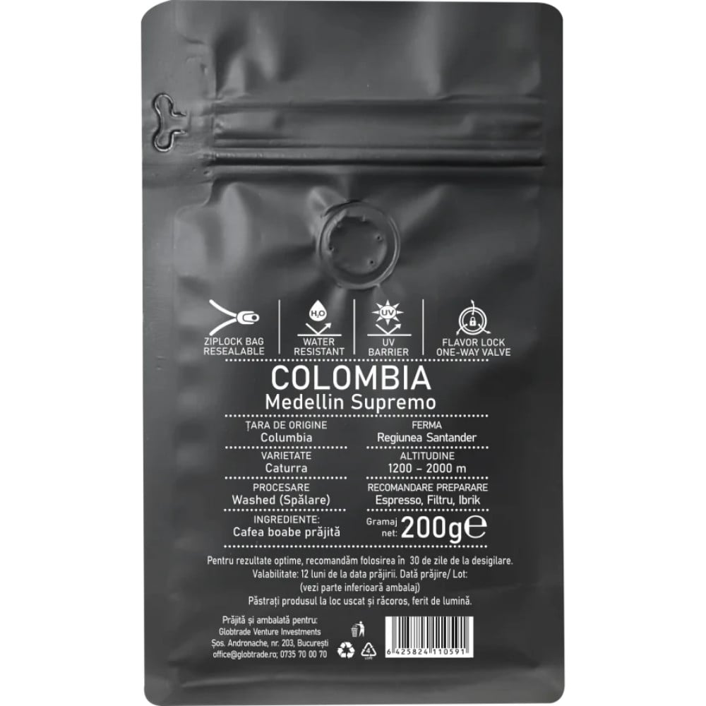 Dolce Bacio Artisan Columbia Supremo 200g boabe - 1 | YEO